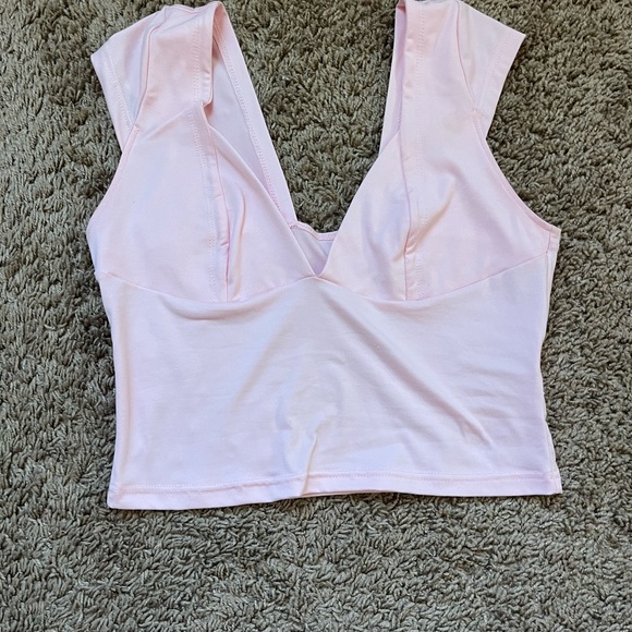 Pink Deep V-Neck To - Picture 2 of 3